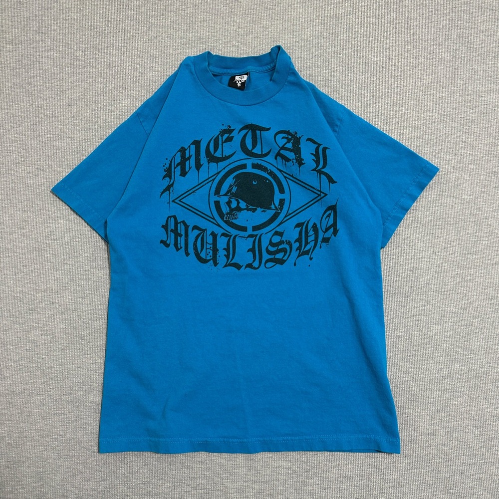 Metal Mulisha Blue Gothic Old English Eye Logo Graphic Tee Y2K Moto Skate Mens M